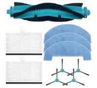 For Ultenic D10 Robot Vacuum Parts, Replacement Kit with Rolling Main Brush, Side Brushes, Filters and Mop Pads Cloth Accessories Set(A)