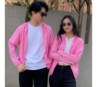 for ultra Thin Windbreaker Jacket Men Women Hooded Sun Protection Coat(Pink L)