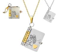 For Unbiological Daughter - Love You Always & Forever Book Necklace, Adjustable Openable Unbiological Daughter Chapter Book Necklace, Personalized Mini little star books necklaces (Gold Silver)