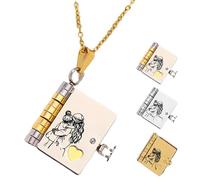 For Unbiological Daughter - Love You Always & Forever Book Necklace, My Incredible Daughter Book Necklace, Adjustable My Little Star Book Necklaces with 6 Pages of Engraved Information