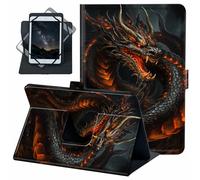 for Universal 10 10.1 Inch Android Tablet Case 360 Degree Rotating PU Leather Stand Folio Cover for iPad 9.7/10.2/10.5/Galaxy Tab 9-10.5"/Fire HD 10 and More 9.0-10.5 Inch Tablet,Big Orange Dragon