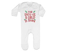 for Unto us a Child is Born [BCX] Baby Romper Jumpsuit with feet, 0-3 Months, White