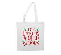 For unto us a child is born [BCX] tote style shopping bag - white
