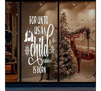 for Unto Us A Child is Born Isaiah 9 Christmas Vinyl Stickers Cars Laptops Wall Doors Windows Decal Sticker Bumper Sticker Decoration, 36"