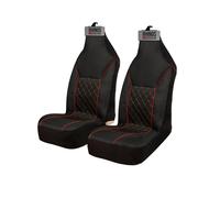 FOR VAUXHALL COMBO VAN 2019 - Premium Luxury Fabric Car Seat Covers - Red Quilted Piping - 2 x Fronts