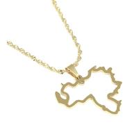 For Venezuela Stainless Steel Hollowing Out Map Pendant Necklace Earrings Ring Set Fashionable Versatile Suitable For Men Women Brides Grooms Suitable For Wedding Parties (model2-gold)