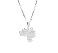 For Venezuela Stainless Steel Map Pendant Necklaces Map Jewelry Gold Color Items for Bridal Women Man Party Gifts Earrings Sets Round Ball Jewelry (Model 5)
