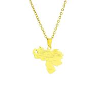 For Venezuela Stainless Steel Map Pendant Necklaces Map Jewelry Gold Color Items for Bridal Women Man Party Gifts Earrings Sets Round Ball Jewelry (Model 3)