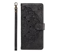 for Vivo V40 Lite 5G Case, Flip PU Leather Shockproof Wallet Phone Cases Embossed Mandala Folio Magnetic Protective Cover with Stand Card Holder Slots for Vivo V40 Lite 5G black