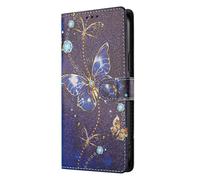 for Vivo V50 Lite 5G Case, 3D Painted Shock-Absorption Flip PU Leather Notebook Wallet Phone Cases Magnetic Protective Cover with Stand Card Holder Slots for Vivo V50 Lite 5G blue butterfly