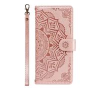 for Vivo V50 Lite 5G Case, Flip PU Leather Shockproof Wallet Phone Cases Embossed Mandala Folio Magnetic Protective Cover with Stand Card Holder Slots for Vivo V50 Lite 5G rose gold
