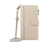 for VIVO V60 Lite 5G Wallet Case, Faux Leather Crossbody Phone Case Zipper with Credit Card Holder, Beige