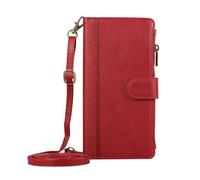for VIVO X300 Pro Wallet Case, Faux Leather Crossbody Phone Case Zipper with Credit Card Holder, Red