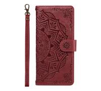 for Vivo Y400 5G Case, Flip PU Leather Shockproof Wallet Phone Cases Embossed Mandala Folio Magnetic Protective Cover with Stand Card Holder Slots for Vivo Y400 5G red