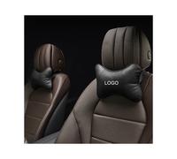 (For Volvo) 2Pcs Embroidery Logo Car Neck Pillow Pu Leather Seat support Auto Headrest