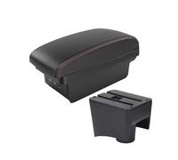 For VW For POLO For Mk5 6R 2010-2018 Armrest For Vento Car Box Storage Retrofit Interior Accessories Car Armrest Box(B1 Black red 3 USB)