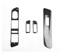 For Vw For Tiguan 2010 2011 2012 Car Interior Auto Sticker 4Pcs Window Lift Switch Cover Stickers Door Armrest LHD ABS Air Conditioner Headlight Switch Knob Trim( Carbon Fiber Black)