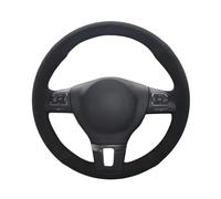 For VW For Tiguan For Golf For Plus For Passat For CC For Jetta Hand-stitched Black Leather Suede Car Steering Wheel Cover Steering Wheel Covers