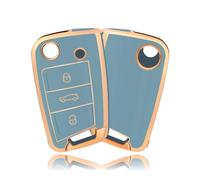 For VW Golf 7 MK7 Tiguan MK2 For SEAT Ateca Leon FR 2 Ibiza For Skoda Octavia A7 Car Flip Key Case Cover Keyless(Blue gold)