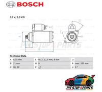 For VW LT Starter Motor Bosch 0986018940 230 mm Premium Graded 1999-2006