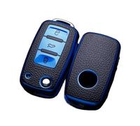 For VW Polo Tiguan Passat Golf Jetta Lavida Skoda Octavia Car Key Case Car Key Full Cover Protection Bag(Blue)