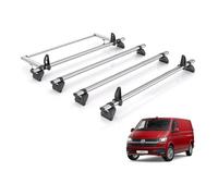 For VW Transporter 2002-2015 Roof Rack Rhino KammBars Fleet 4 Bars + Roller | Only fits models with Barn Doors, 4x Steel Roof Bars With Ladder Roller [T54FL/BR29]