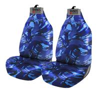 FOR VW Volkswagen T4 ALL MODELS - Heavy Duty Durable Nylon Driver Passenger Blue Camouflage Pair Waterproof Car Van Front Seat Covers Protectors - 2 x