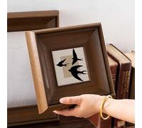 For Wall Ready Solid Wood Picture Frame for A4 Art, Vintage Design with Authentic Wood Texture, Suitable for Interior Decoration (B)