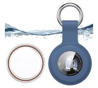 for Waterproof Apple Air Tag Secure Holder with Key Ring, Durable Scratch-Resistant Air Tag Case, Protective Air Tag Keychain Accessory for Keys, Pets, Luggage, Backpacks, and More (Deep Blue)