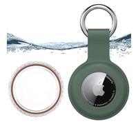for Waterproof Apple Air Tag Secure Holder with Key Ring, Durable Scratch-Resistant Air Tag Case, Protective Air Tag Keychain Accessory for Keys, Pets, Luggage, Backpacks, and More (Dark Green)