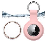 for Waterproof Apple Air Tag Secure Holder with Key Ring, Durable Scratch-Resistant AirTag Case, Protective AirTag Keychain Accessory for Keys, Pets, Luggage, Backpacks, and More (Pink)