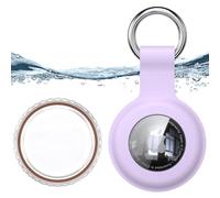 for Waterproof Apple Air Tag Secure Holder with Key Ring, Durable Scratch-Resistant AirTag Case, Protective AirTag Keychain Accessory for Keys, Pets, Luggage, Backpacks, and More (Lilac)