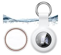 for Waterproof Apple Air Tag Secure Holder with Key Ring, Durable Scratch-Resistant AirTag Case, Protective AirTag Keychain Accessory for Keys, Pets, Luggage, Backpacks, and More (White)