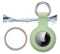 for Waterproof Apple Air Tag Secure Holder with Key Ring, Durable Scratch-Resistant AirTag Case, Protective AirTag Keychain Accessory for Keys, Pets, Luggage, Backpacks, and More (Light Green)