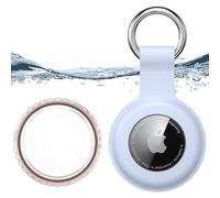 for Waterproof Apple Air Tag Secure Holder with Key Ring, Durable Scratch-Resistant AirTag Case, Protective AirTag Keychain Accessory for Keys, Pets, Luggage, Backpacks, and More (Light Blue)