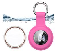 for Waterproof Apple AirTag Secure Holder with Key Ring, Durable Scratch-Resistant AirTag Case, Protective AirTag Keychain Accessory for Keys, Pets, Luggage, Backpacks, and More (Rose Red)