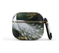 for White Peacock_78030696 Wireless Earbuds 3 Case Compatible with 3rd Generation Hard Shell Shockproof 3 Cases Cute Protective Cover with Keychain Supports Wireless Charging