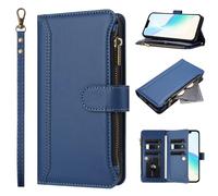 for Wiko T20 Case, Flip PU Leather Zipper Shockproof Book Wallet Phone Cases Folio Magnetic Protective Cover with Stand Card Holder Slots for Wiko T20 Dark Blue