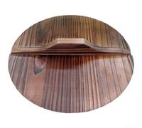 For Wok And Frying Pan Carbonized Fir Wood Pot Lid With High Handle, Combining Handcrafted Rustic Design And Moisture Resistant Properties(35-35-1.6 Cm)