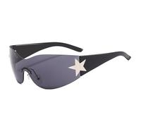 For Women -aRetro G Rimless Wrap Around Shield Glasses | 2000s Retro Trendy Shades With UV400 Protection, Fashion Star Eyewear For Men Women Festival Party Streetwear Outfit Styling
