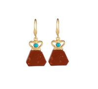 for Women, Chinese Eardrop S Natural Southern Red Agate Personality Geometric Shape Crown Temperament Female Earrings