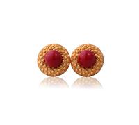 for Women, Chinese Vintage Water Drop with Antique Inlaid Southern Red Agate Earrings