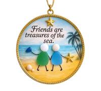for Women, Christmas Decorations UK Friendship Sea Glass Birthday Xmas Tree Hanging Ornaments Thank You Keepsake Gift Sentimental Love Pendant