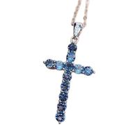 for women cross natural blue topaz gemstone for women jewelry 925natural birthday gift birthstone