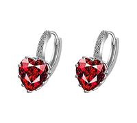 For Women Earrings Zircon Hoops Earrings Teen Heart Clip Huggie Love Girls Earrings Fun Dangle Earrings for Women (Red, One Size)