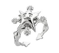 For Women Girls Multiple Crystal Five-pointed Star Rotate Anti Stress Wedding