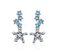 for women, korean version of fashion small fresh blue star earrings, tray,