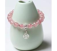 For Women,Natural Crystal Beaded Sleek Minimalist Strawberry Crystal 12 Constellation Leo Transit Beads Elastic Wrist Ornaments Personalized Clothing Accessori
