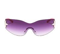 For Women - Rimless Shield Wrap, 1 Piece Eyewear For Retro Aesthetic, Star Detail Shades With Mirror Lens, Fashion, Futuristic Goggles For Festivals, Parties And Streetwear