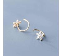 for Women, S925 Earrings Female Korean Art Diamond Studded Flowers Sweet Short Ear Hook Temperament